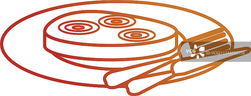 餐盘里的美味火腿和餐具图片素材