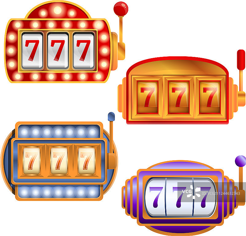 卡通风格的老虎机图标集图片素材