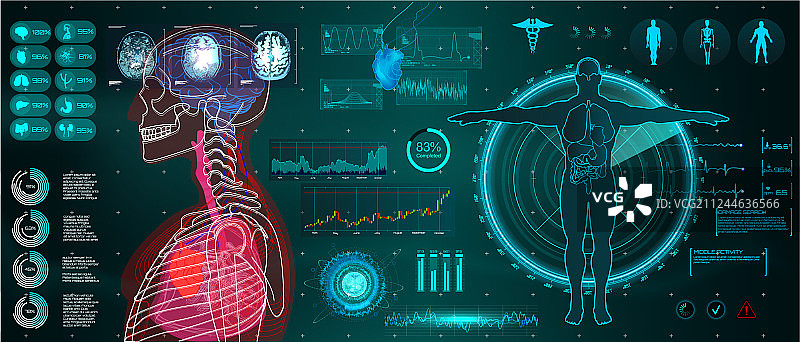 用于监控人体扫描的医疗界面图片素材