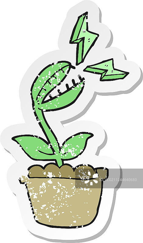卡通维纳斯捕蝇草复古风贴纸图片素材