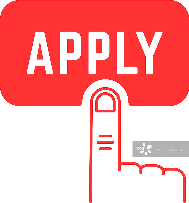 带有红色应用按钮的细线条食指图片素材