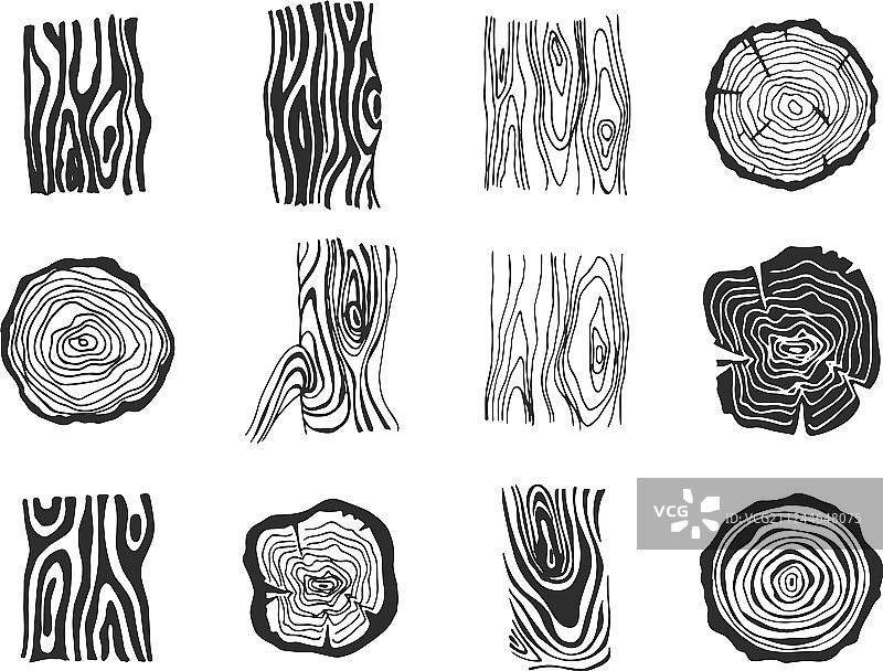 手绘抽象木纹肌理素描图片素材