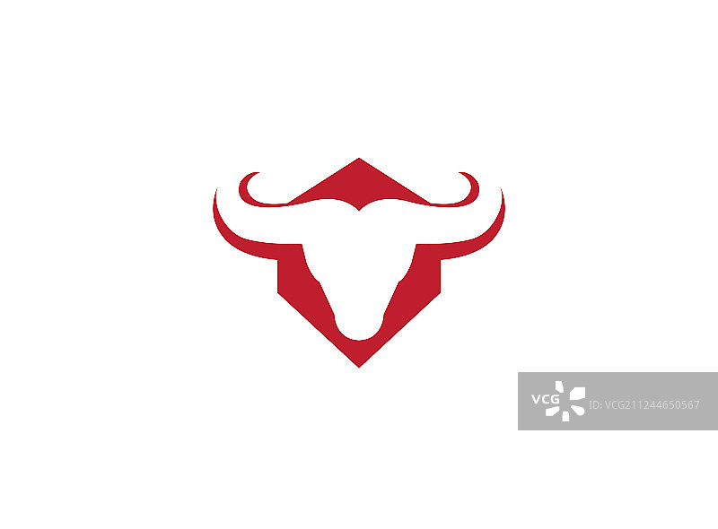 红色六边形符号中的水牛头或公牛图片素材