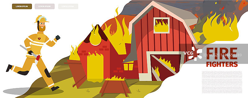 卡通灭火场景图片素材