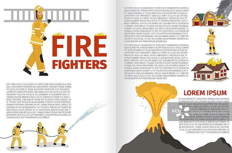 卡通灭火场景图片素材