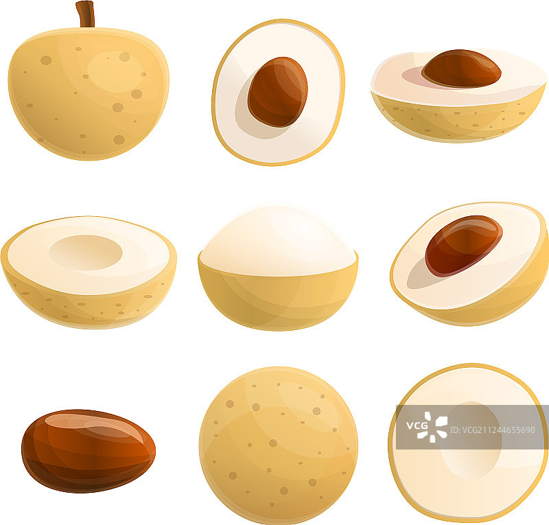 龙眼图标卡通风格合集图片素材