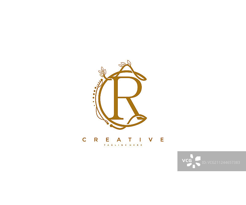 R字母花卉字母组合圆形华丽优雅图片素材