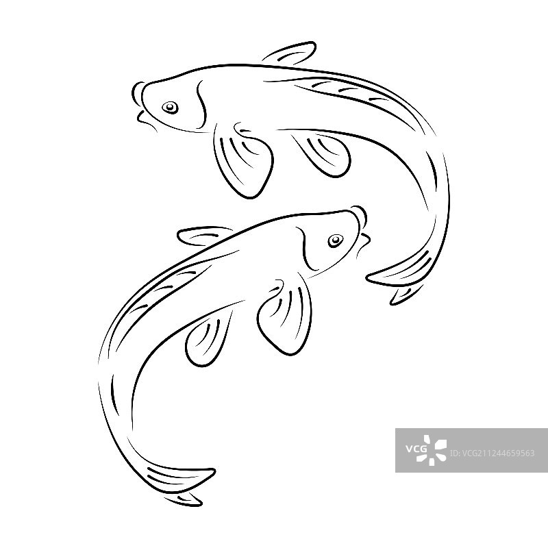 日式鲤鱼抽象水墨手绘图片素材