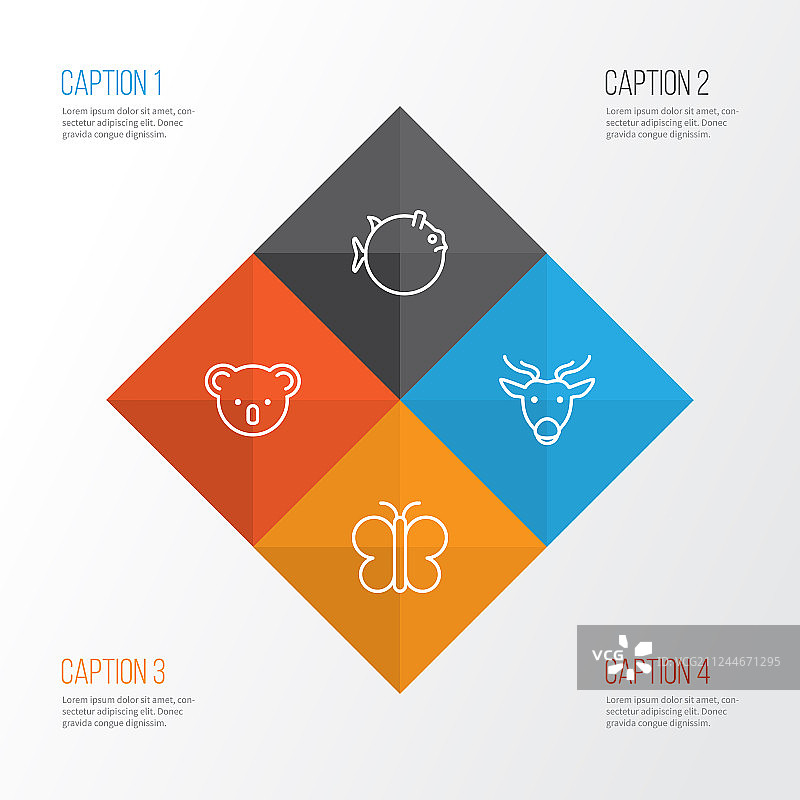 自然图标合集：驼鹿、蛾图片素材