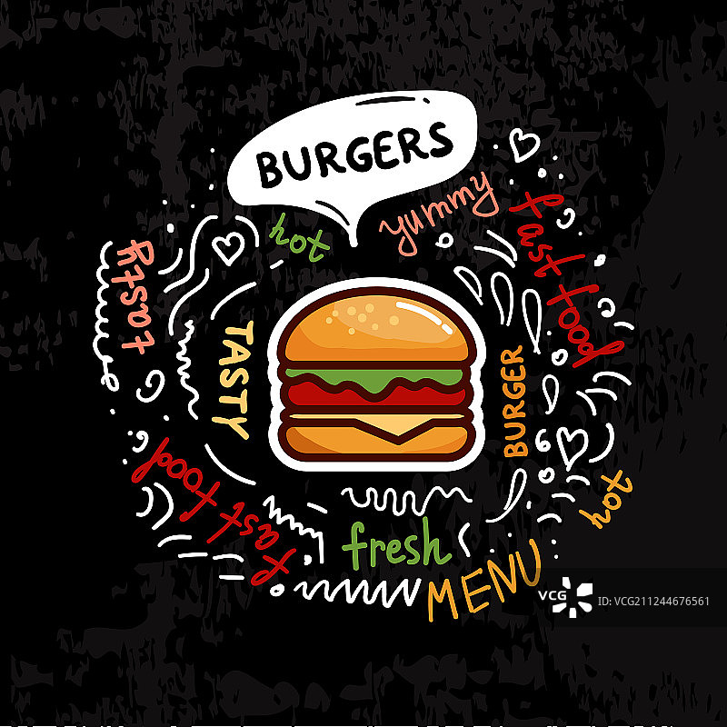 美味快餐汉堡菜单图片素材
