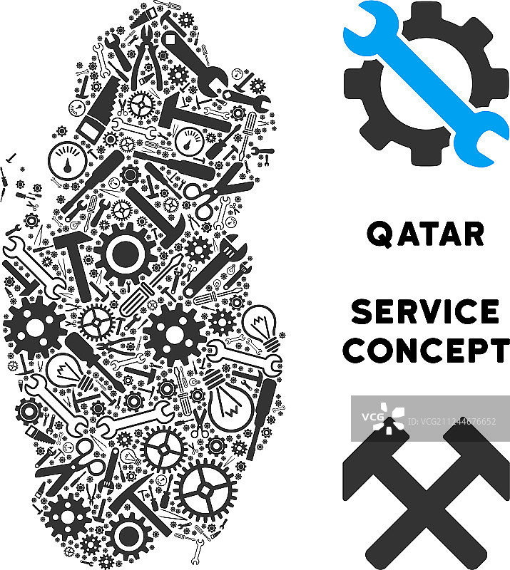 卡塔尔地图服务工具组合图片素材
