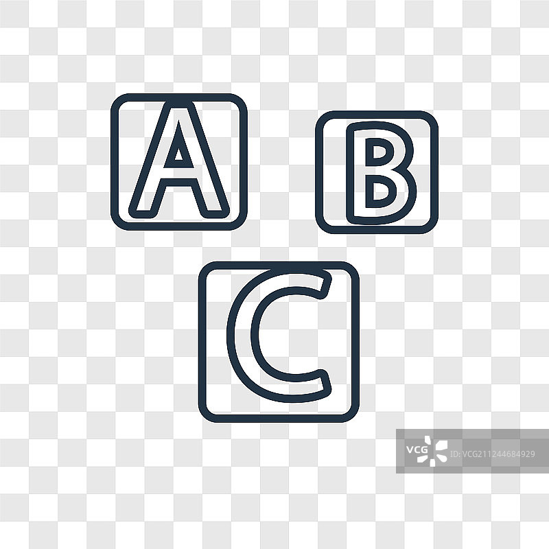 透明背景上隔离的ABC概念线性图标图片素材