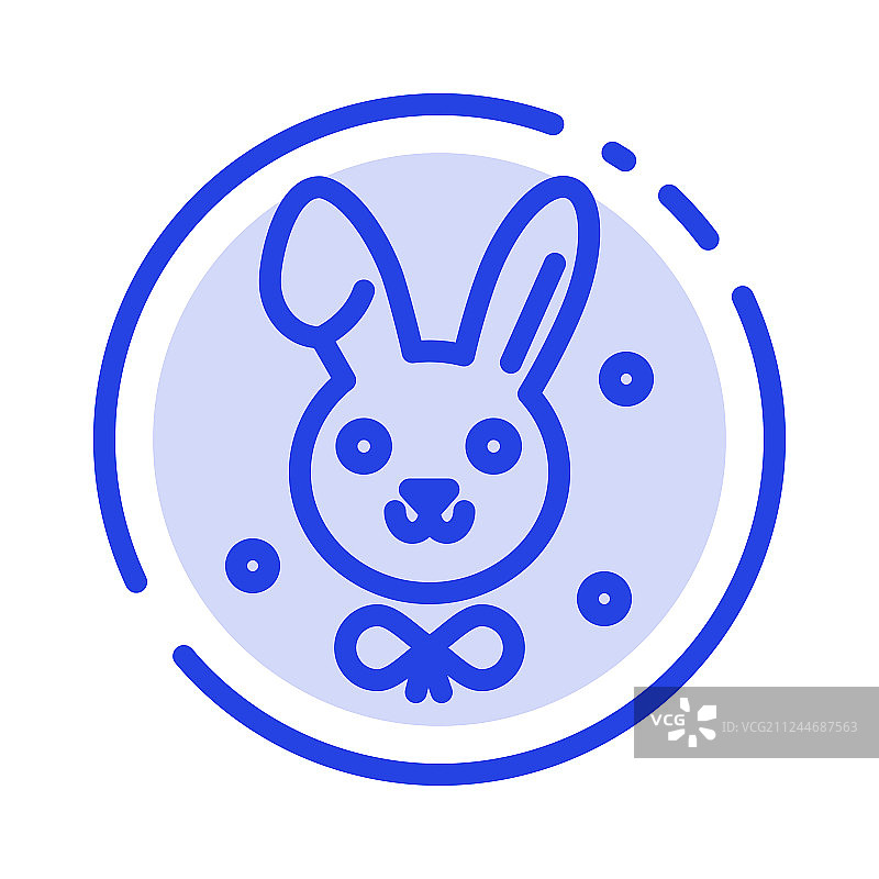 复活节兔子蓝色虚线图标图片素材