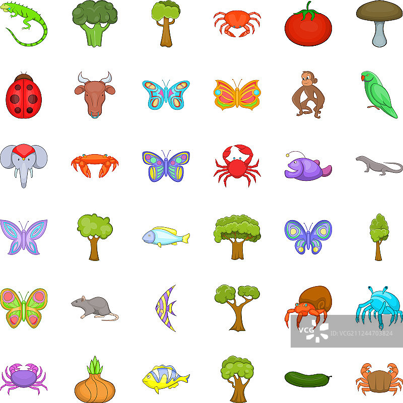 卡通风格生物图标合集图片素材
