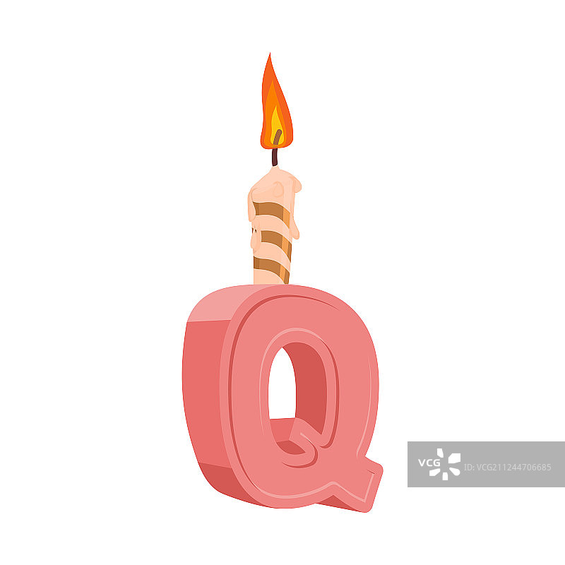 字母Q生日字体字母和蜡烛图片素材