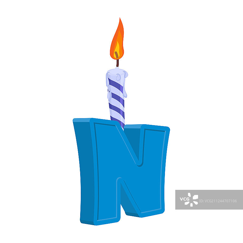 字母N生日字体字母和蜡烛图片素材
