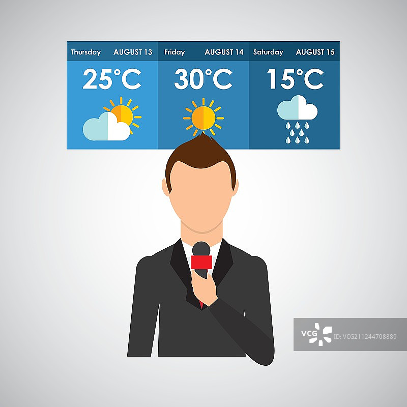 天气预报新闻男记者设计图片素材