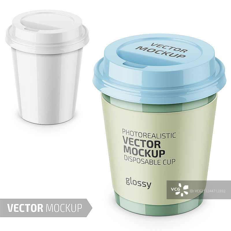 带盖白色光面一次性杯子样机模板图片素材