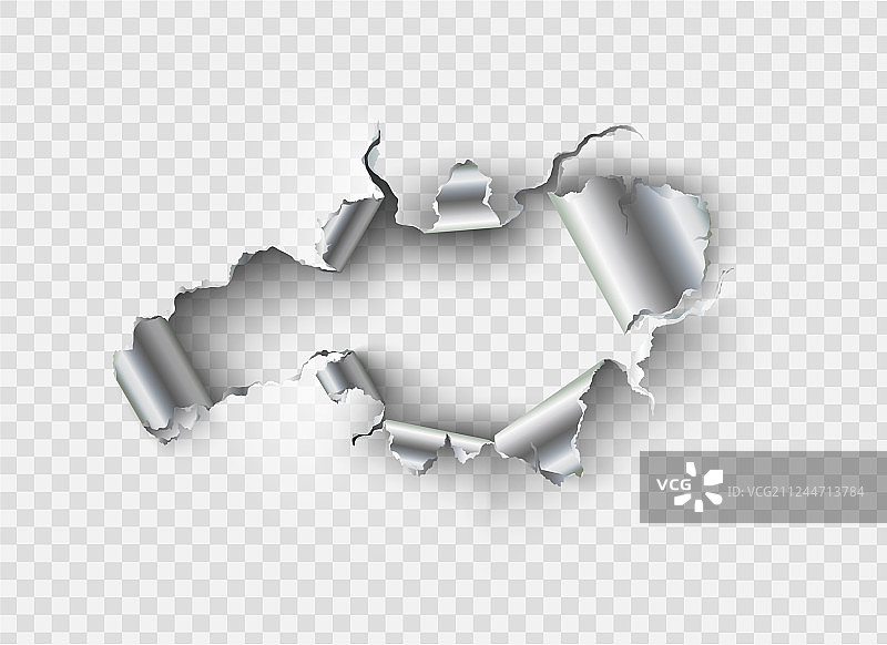 金属撕裂的粗糙破洞图片素材