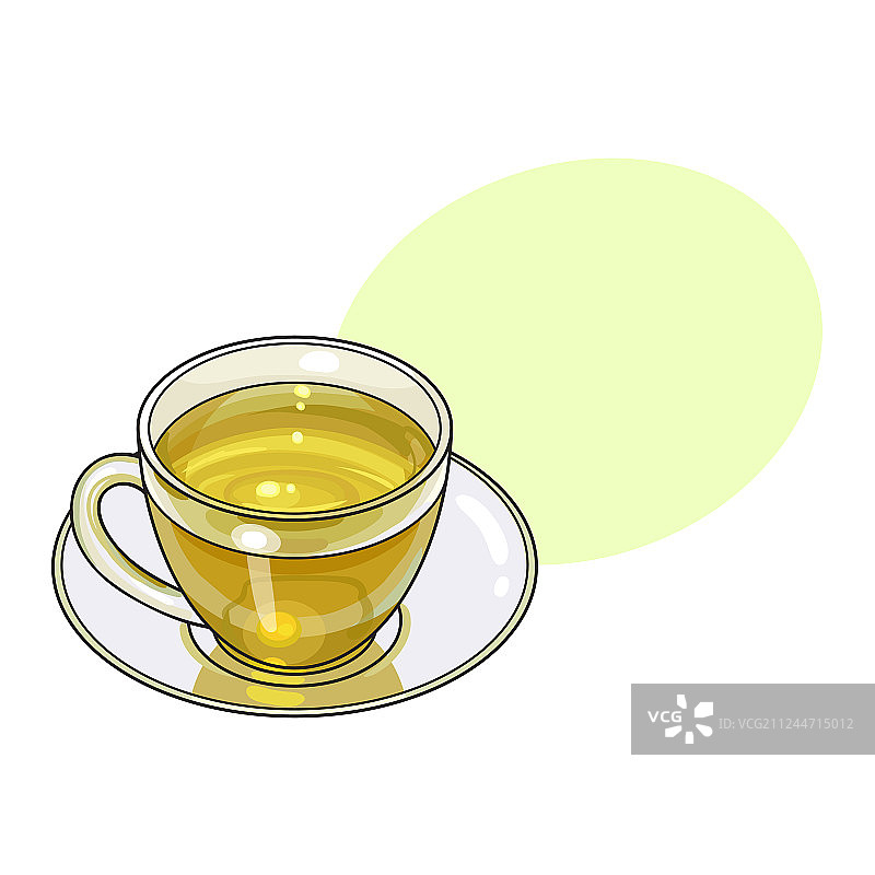 手绘绿茶杯图片素材