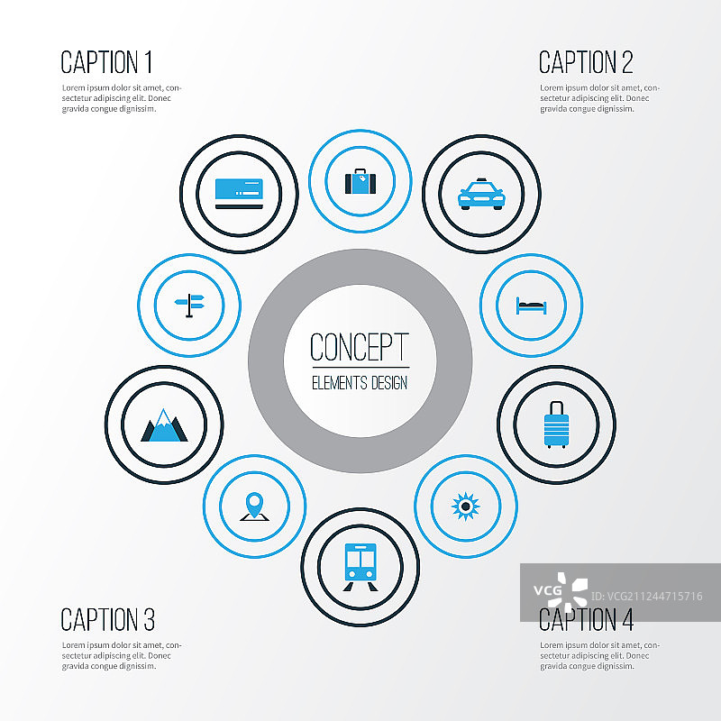 丰富多彩的旅程图标合集，包含出租车等图片素材