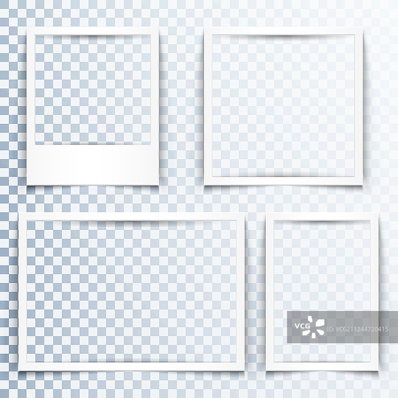 带逼真阴影的空白白色相框图片素材
