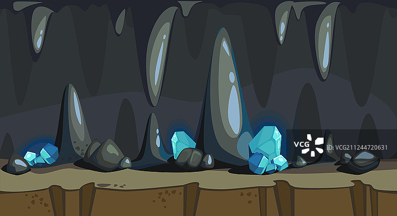 黑暗洞穴的卡通无缝背景图片素材