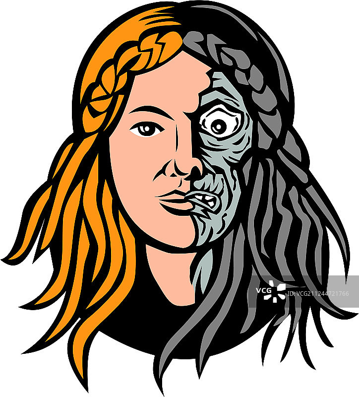 死亡女神赫尔头像复古风格图片素材