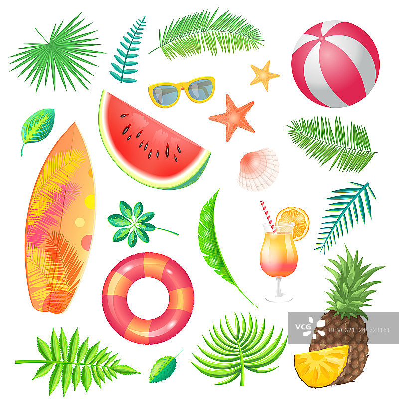夏季西瓜水果套装图片素材