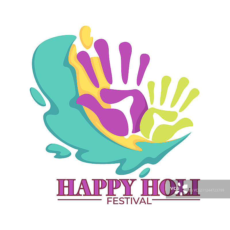 快乐洒红节鲜艳彩色手印图片素材