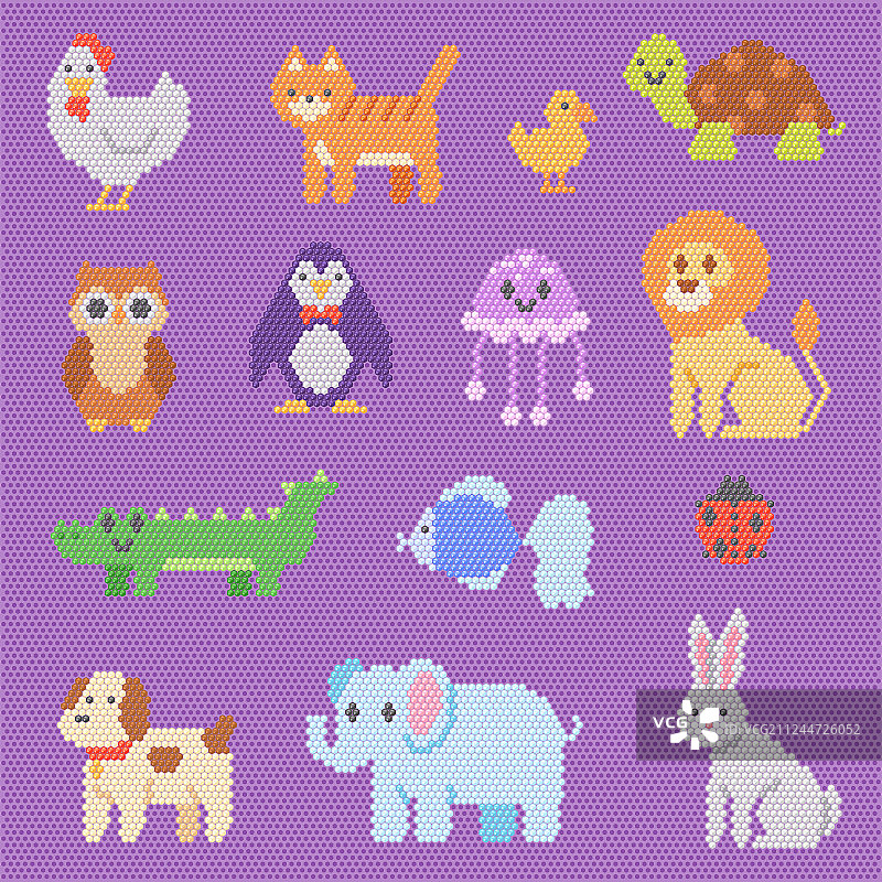 动物主题抽象珠子马赛克图片素材