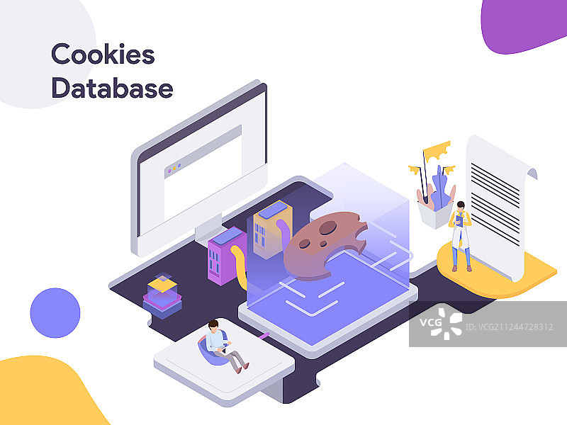 2.5D曲奇数据库扁平设计图片素材