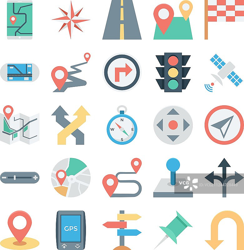地图和导航彩色图标1图片素材