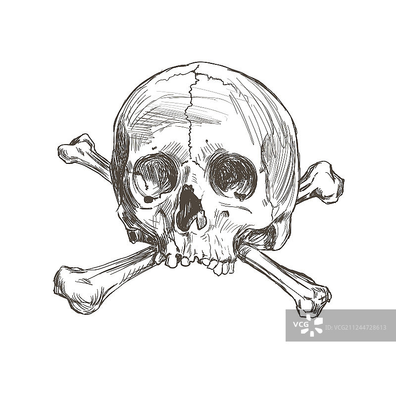 手绘骷髅与骨头图片素材