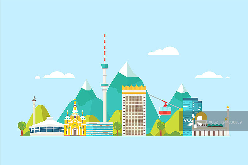 阿拉木图抽象天际线图片素材