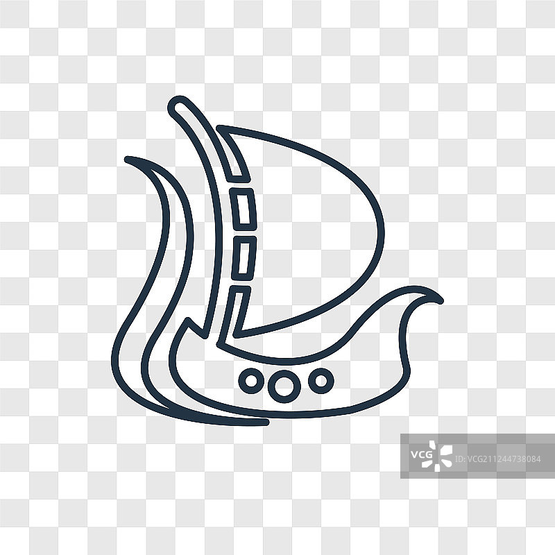 维京船概念线性图标图片素材