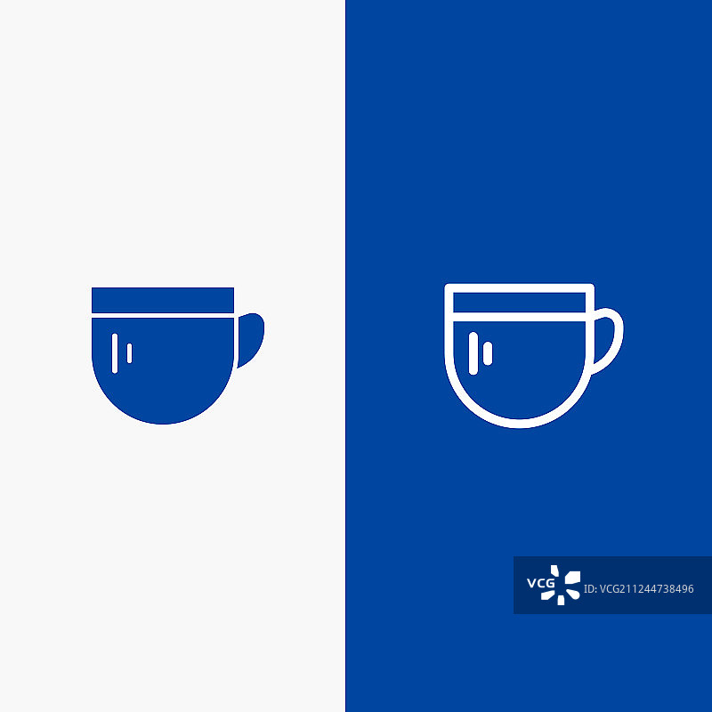 茶杯咖啡基础线条和实体字形图标图片素材
