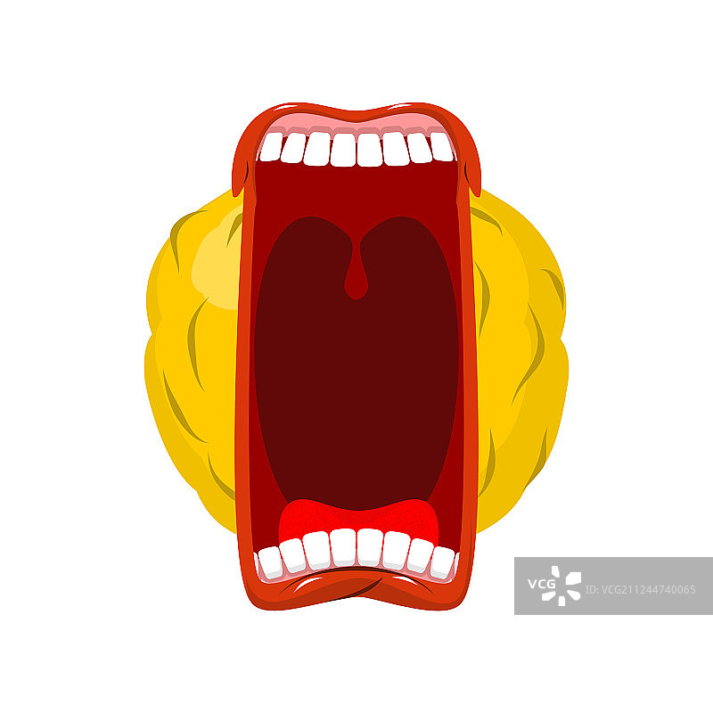 张嘴尖叫的表情符号和疯狂的表情符号牙齿图片素材