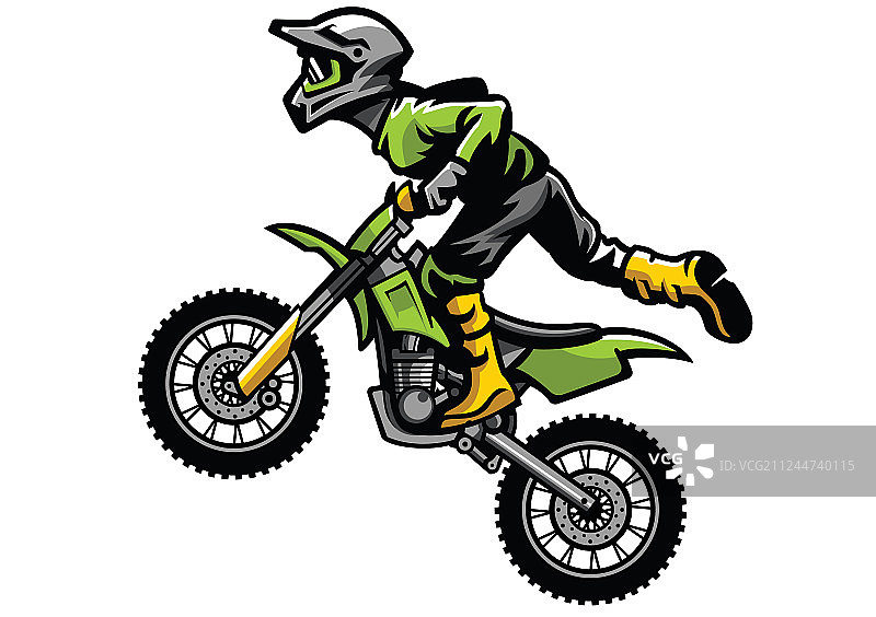 摩托车越野赛车手特技表演图片素材