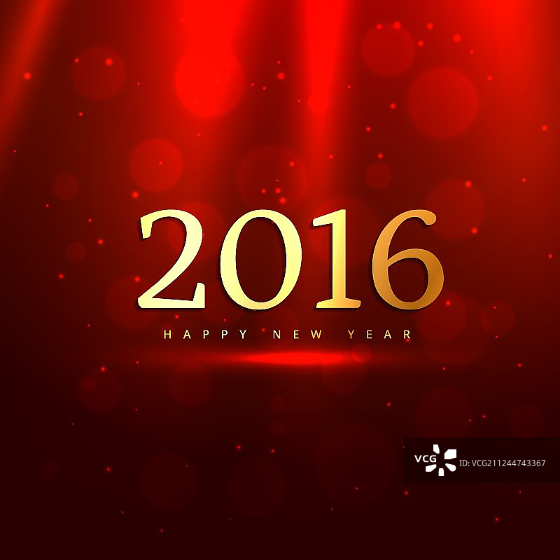 红色散景背景中的金色2016图片素材