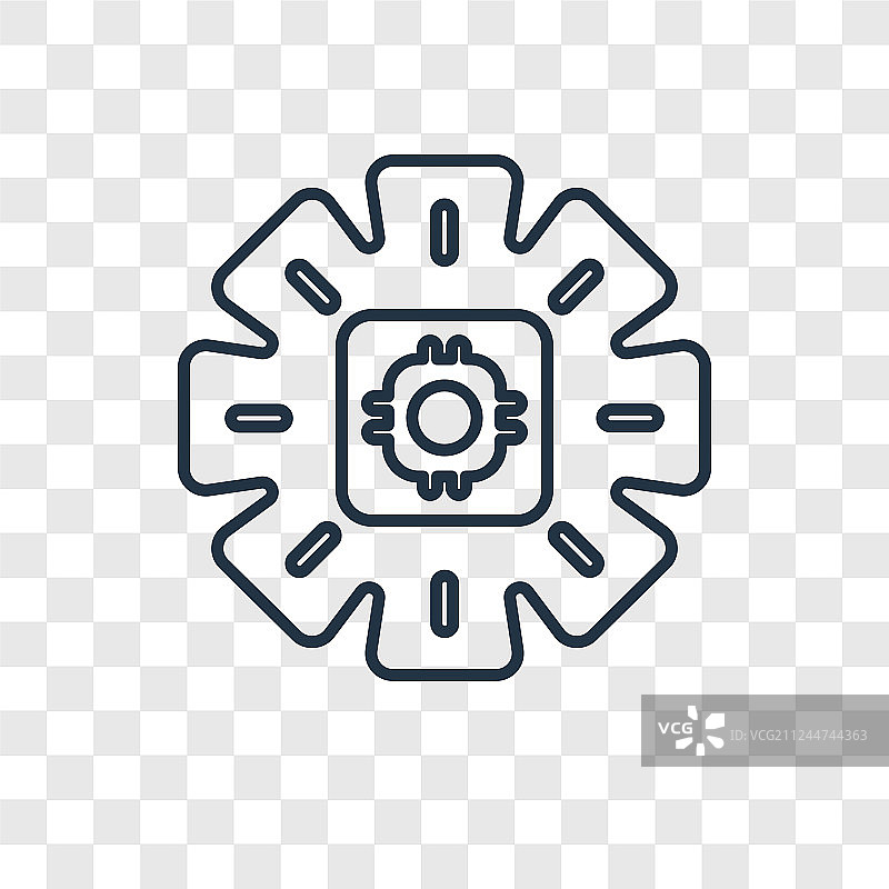 透明背景上隔离的齿轮概念线性图标图片素材