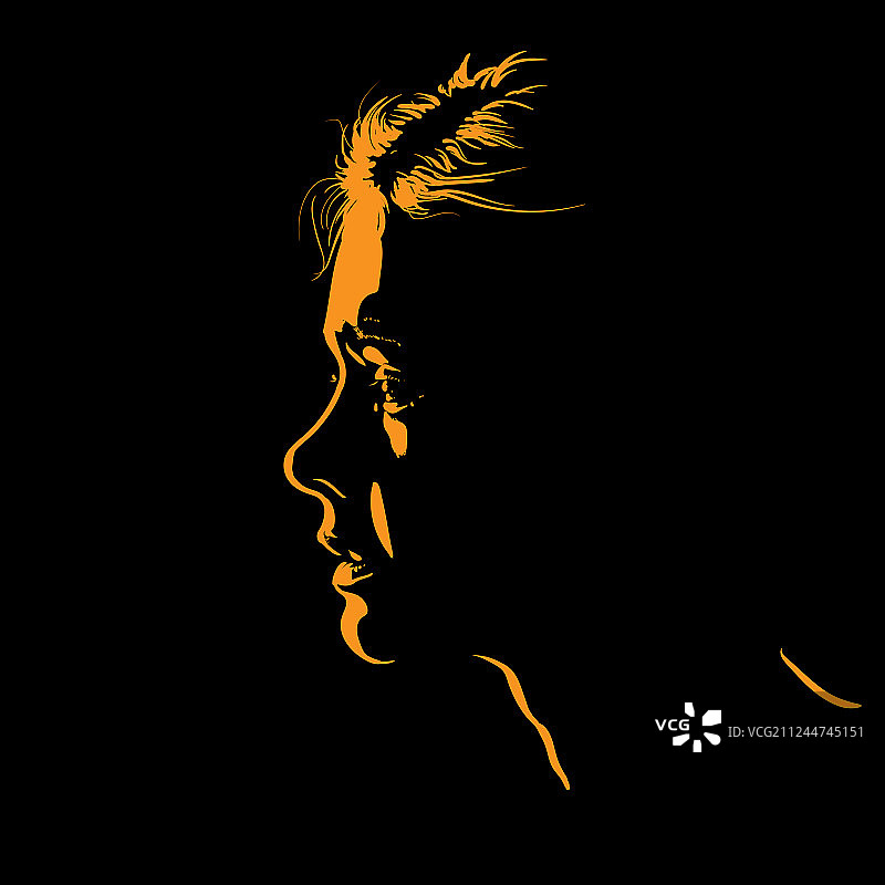 逆光下的女人面部轮廓图片素材