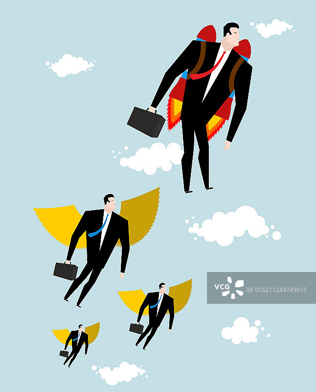 商务人士喷气背包领先竞争概念图片素材