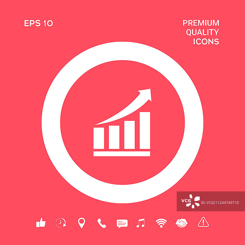 带上升箭头的增长条形图图标图片素材