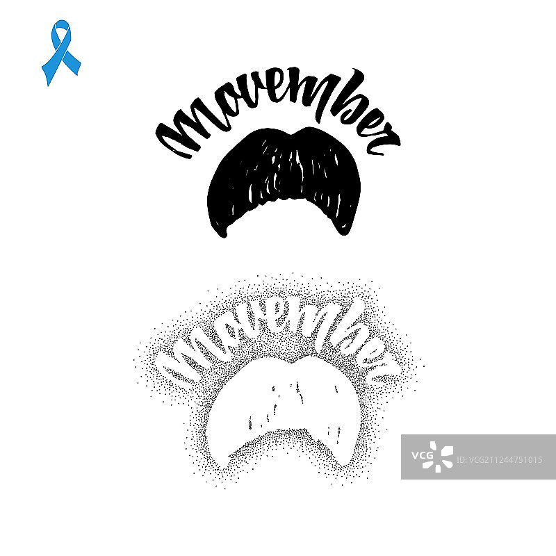 “Movember”十一月胡须手写徽章图片素材