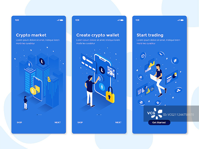 扁平风新手引导概念2.5D设计3图片素材