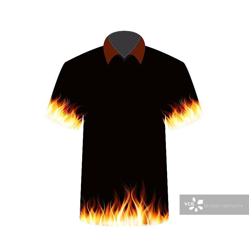 带有火焰图案的黑色T恤图片素材