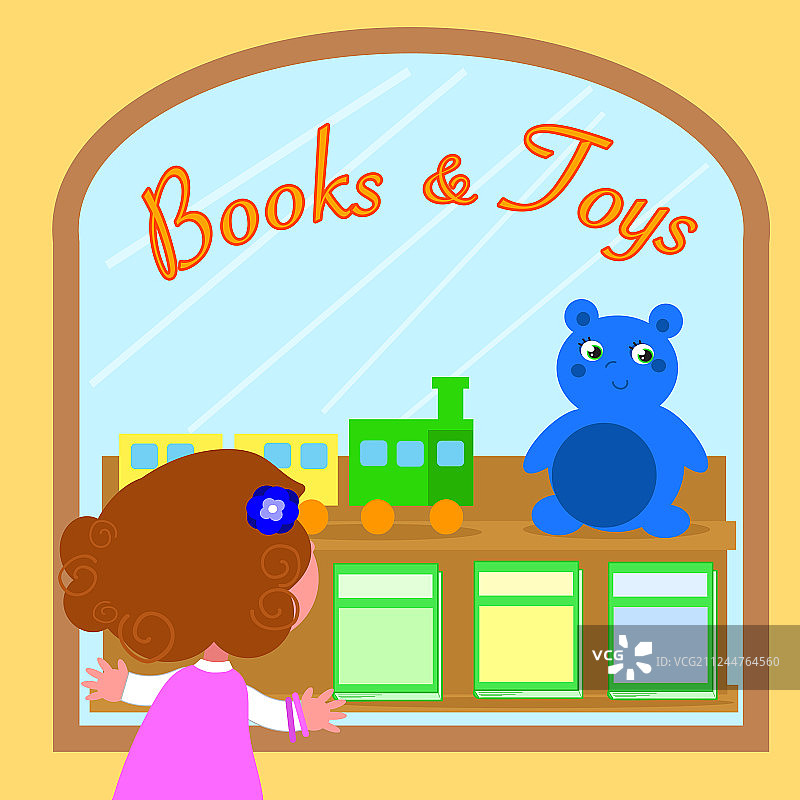 看着商店橱窗的女孩图片素材