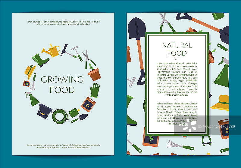 扁平风园艺图标卡片或宣传单图片素材