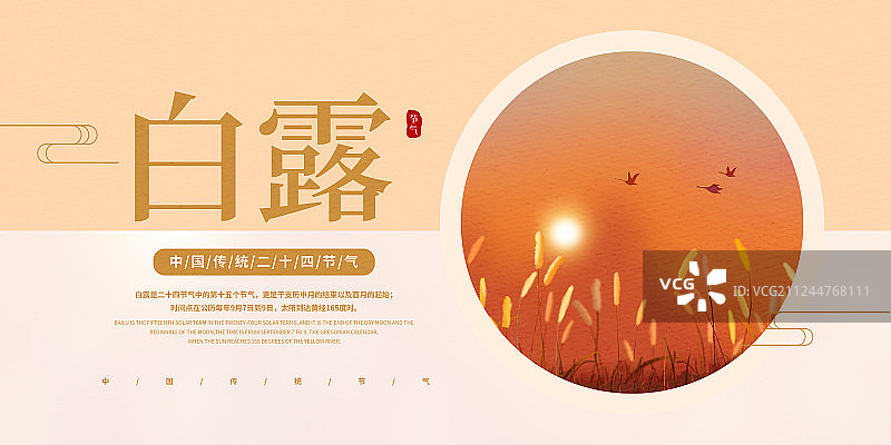  展板节气24节气白露落日秋天风景 图片素材